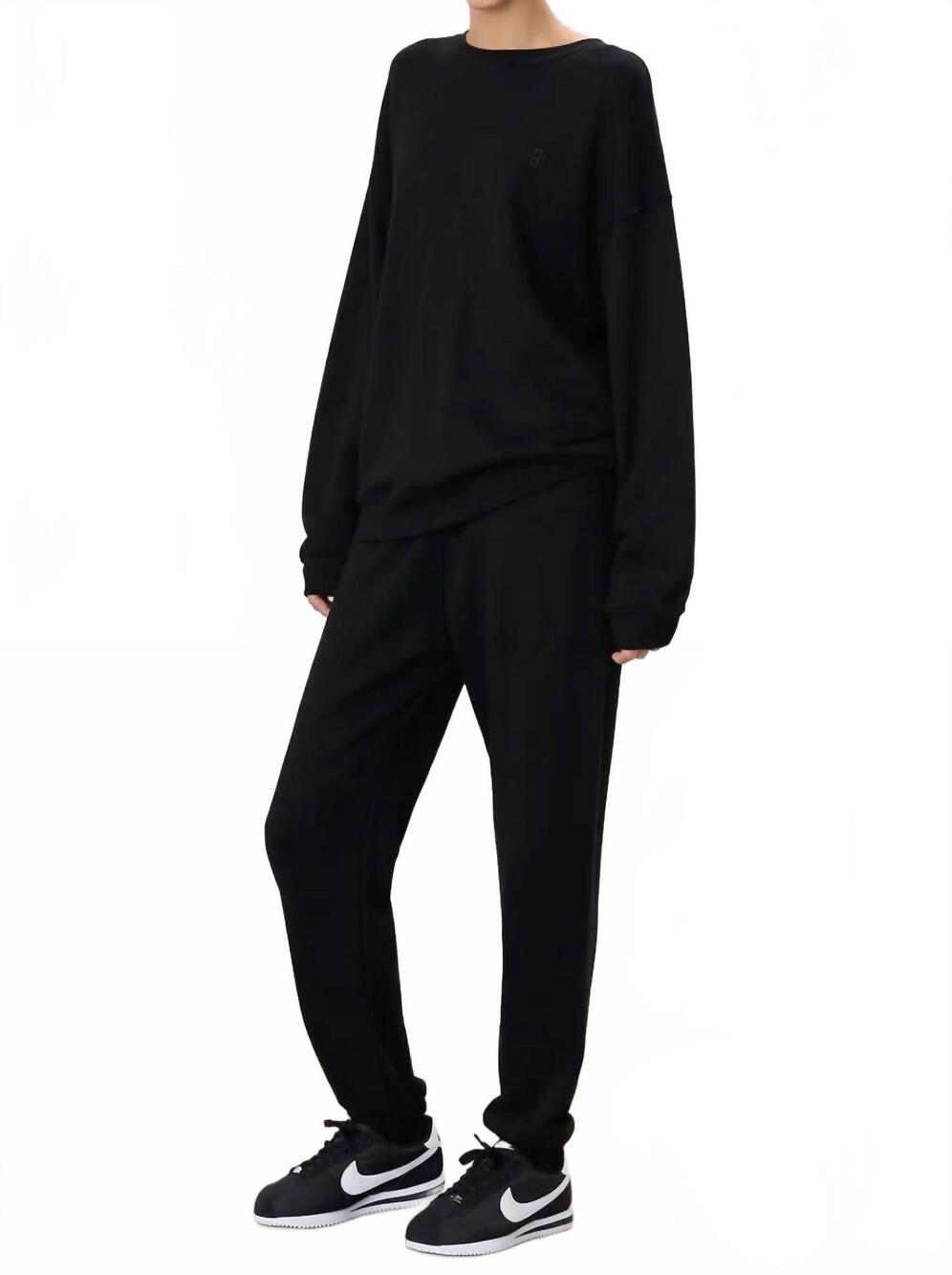 NEW ETERNE women's overzied crewneck sweatshirt in black